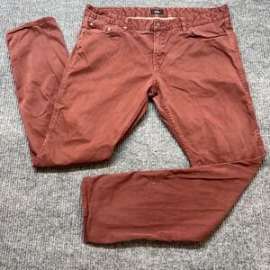 Hugo Boss Delaware Jeans Mens 40x34 Slim Fit Rust Orange Stretch Denim